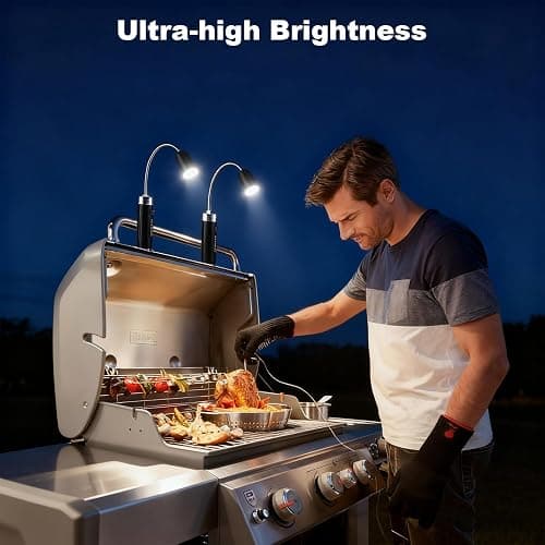 Magnetic Ultra-Bright Barbecue Grill Light with Super Bright LED Lights, Grilling Gifts for Men Dad, Flexible Gooseneck BBQ Light, Traeger Pit Boss Smoker Electric Grill Accessories-1 Pair (Black) thumbnail 4