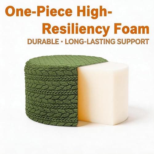 Round Pouf Ottoman 20 x 20 x 14 Inches Boho Poof Home Decor Floor Pouffe Ottoman Foot Rest for Couch Sofa Bean Bag Chairs Living Room Bedroom (Green) thumbnail 7