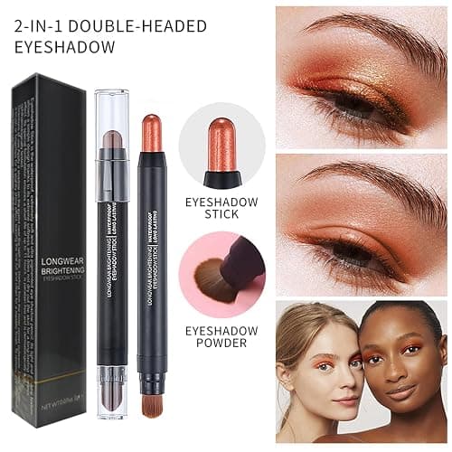 Melsintern Coffee Brown Dual Ended Eyeshadow Stick 12 Colors Matte and Shimmer Waterproof Long Lasting Creamy Eyeshadow Pencil for Smokey Eye Natural Everyday Makeup thumbnail 2