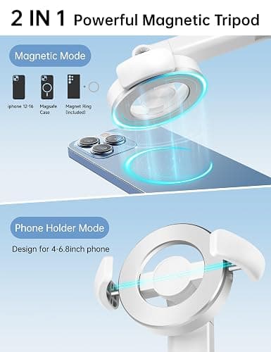 70" Magnetic Tripod for iPhone Magsafe, Extendable Selfie Stick Tripod with Rechargeable Remote & Magnetic Holder, 360° Rotatable Cell Phone Tripods Stand for Video Recording & Content Creation thumbnail 2