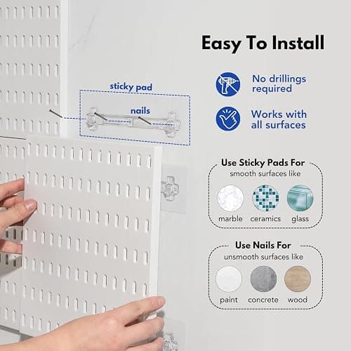 Keepo Pegboard Combination Kit, Pegboards and Accessories Modular Hanging for Wall Organizer, Crafts Organization, Ornaments Display, Nursery Storage, Peg Board (Black, 22″×22″) thumbnail 8