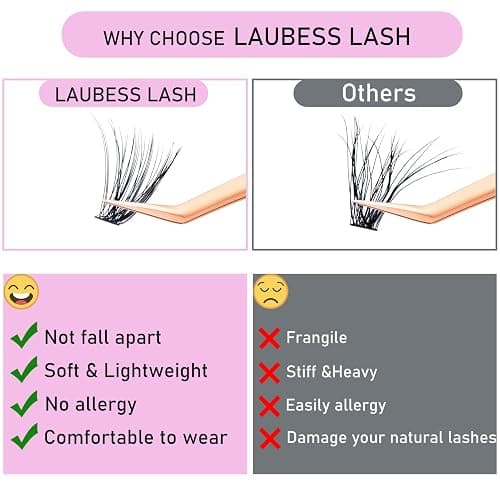 Lash Extension Kit 20D+40D Clusters With Bond and Seal - Waterproof DIY Eyelash Extension Set With Tweezers (Set 20D/40D-0.07D-9-16Mix) thumbnail 4