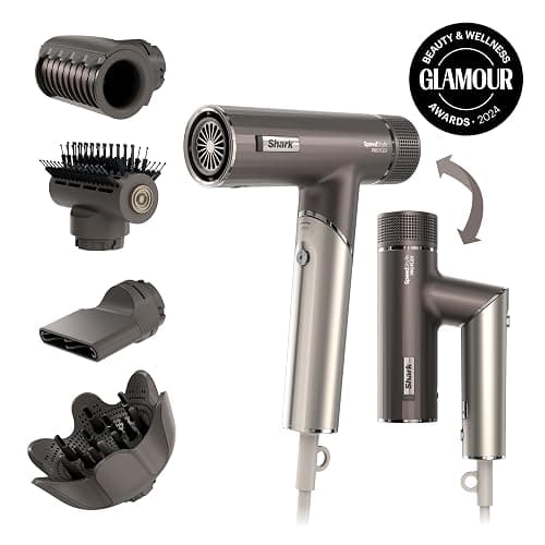 Shark SpeedStyle Pro Flex Professional Performance High-Velocity Hair Dryer System with Scalp Shield & IQ Speed Styling and Drying Suite, Lightweight, Ionic, No Heat Damage, Mocha Silver, HD542 thumbnail 2