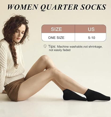 YSense 10 Pairs Womens Ankle Socks, Cotton Crew Gym Athletic Running Quarter Socks Women Men thumbnail 3