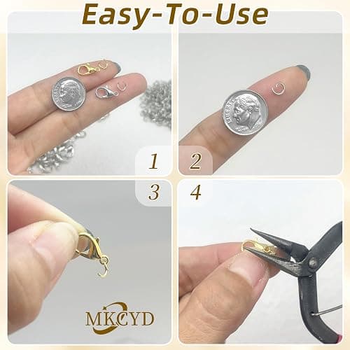 MKCYD 700Pcs Lobster Claw Clasps and Open Jump Rings Set, 14K Gold and Silver Necklace Clasps and Closures Lobster Parrot Trigger Clasp for Jewelry Making thumbnail 4