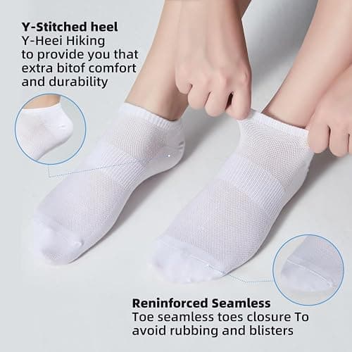 AHOVIT 12 Pairs Ankle Socks Womens, Thin Low Cut No Show Cotton Lightweight | White Summer Low Rise Non Slip Short Sock Size 7-9/9-11,Ankle Length for Running,Workout,Sneaker,Flat,Boat Shoe(6 or 12Pairs) thumbnail 4