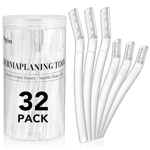 32-Pack Face Razors for Women – Dermaplane & Eyebrow Razor Set, 24 Long + 8 Short Precision Blades for Peach Fuzz Removal, Gentle Exfoliation, Ideal for Stocking Stuffers (Clear) - Image 1