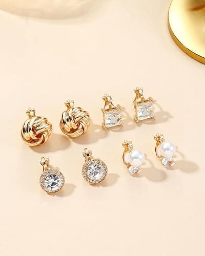 Gold clip on earrings  thumbnail 6