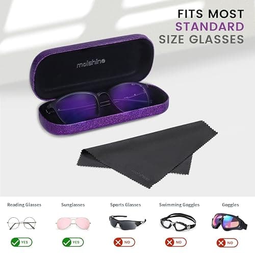 molshine Bling Hard Shell Glasses Case,Portable Sparkling Shiny Eyeglass Case for Men Women Girl Travel Study Work thumbnail 2