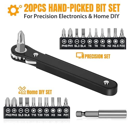 Ratcheting Screwdriver Men Gifts – Right Angle Screwdriver for Tight Spaces, Cool EDC Gadgets, Small Tool Gift for Men Dad Husband thumbnail 4