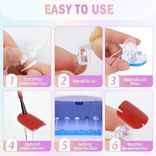 BAGTeck Nail Stand for Press Ons, Nail Holder for Painting Nails, Press on Nail Holder, 1 Heart Shaped Acrylic Magnetic Nail Stands for Nail Art with Double-sided Tape Home Salon DIY Display Supplies thumbnail 7