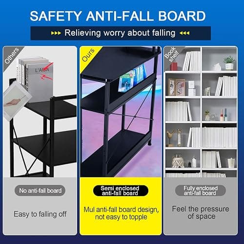 GTRACING L Shaped Gaming Desk, Carbon Fiber Style Computer Desk Compatible with Monitor Arm Storage Shelves Corner Desk Gaming Table for Home Office Desks Easy to Assemble Adjustable Shelf Height thumbnail 6