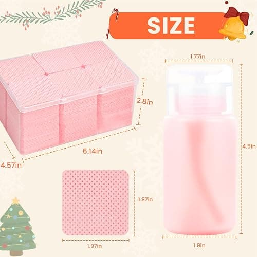 Corconess 1080PCS Lint Free Nail Wipes with 2 Acetone Pump Dispensers, Nail Polish Remover Wipes Lash Glue Cleaning Wipe With 120ML Empty Pump Dispensers for Acetone,Alcohol,Nail Polish Remover,ect thumbnail 7