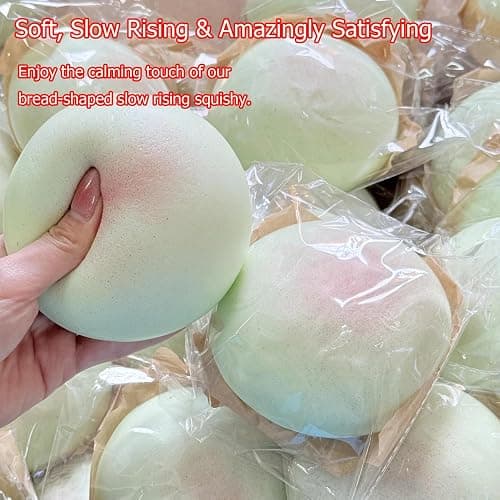 Slow Rising Squishy Toys Bread, Large Soft Food Shaped Stress Ball, Realistic Slow Rise Squeeze Toy, Super Soft Foam Fidget for Stress Relief & Desk Decor (Strawberry) thumbnail 2