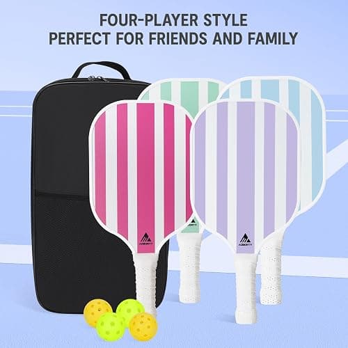 AOBORTY Pickleball Paddles 4 Pack - USAPA Light Graphite Premium Rackets Fiber Face & Polymer Honeycomb Core Pickleball Set with 4 Outdoor Indoor Balls Including Portable Carry Bag thumbnail 6