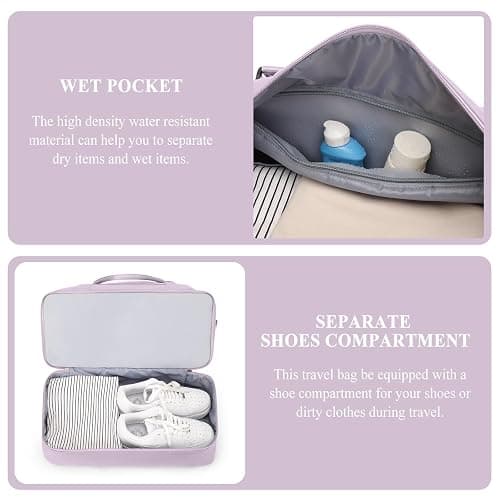 Weekender Bags for Women,Personal Item Travel Bag with Shoes Compartment,Overnight Travel Duffel Bag with Toiletry Bag thumbnail 5