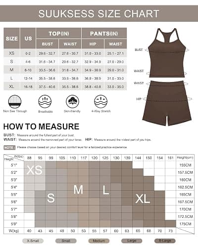 SUUKSESS Women 2 Piece Workout Sets High Waisted Biker Shorts with Pockets Built in bra Racerback Tank Tops thumbnail 6