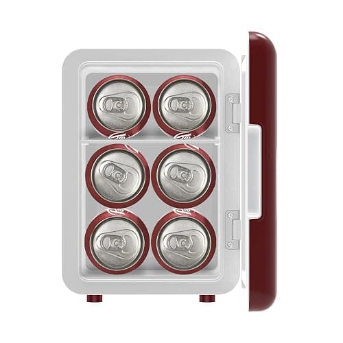 CURTIS MIS153DRP Dr. Pepper Retro Mini Portable Compact Personal Fridge Cooler, 4 Liter Capacity, 6 Cans, Makeup, Skincare, Freon-Free & Eco Friendly, Maroon thumbnail 2