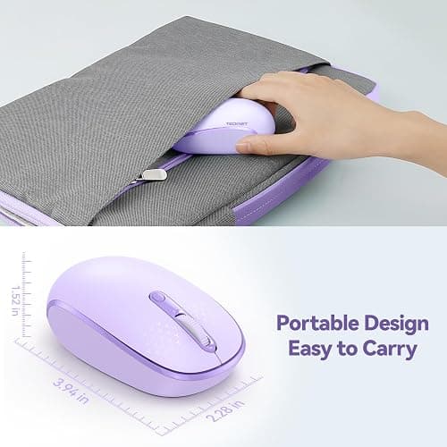 TECKNET Wireless Mouse, 2.4G Quiet Computer Mouse with USB Receiver, 4 Buttons Portable Cordless Mice for Chromebook, Laptop, PC, Mac, 800/1200/1600 DPI - Purple thumbnail 4