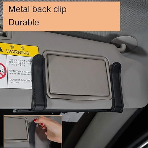 ChuLian Bling Bling Car Visor Tissue Holder | PU Leather Crystals Paper Towel Cover Case & Glitter Sunglasses Clip for Women Black Diamond thumbnail 4