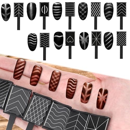 15 PCS Nail Magnet Set, Cat Eye Magnet For Nails Cat Eye Gel Nail Polish Magnet Wand Nails Design Tools Nail-Art DIY Accessories Diverse Glassy Cat-eye Effect thumbnail 4
