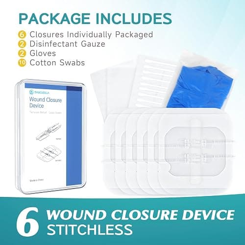 Zip Stitch Wound Closure Kit - 6 Pcs Butterfly Bandages, Surgical Quality, Quick Clot, Suture-Free Surgical Repairment, First Aid Wound Care - Easy Emergency Laceration Closure thumbnail 3