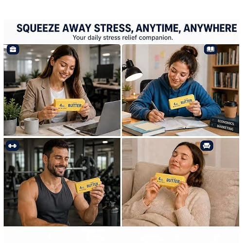 2-Pack Butter Squishy Stress Toy,2026 New Soft Novelty Toy,Realistic Butter Stick Fidget, Slow Rising Soft Squeeze Toy for Adults Stress Relief & Anxiety Relief (2PCS Yellow Butter 01) thumbnail 5