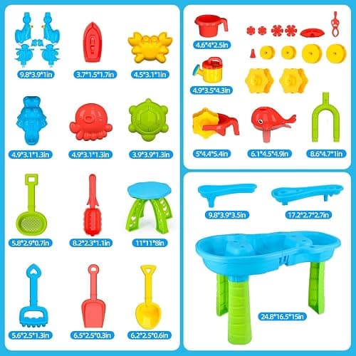 Water Table for Toddlers 3-5, 3-Tier Kids Splash Sand Table Water Toys, Rain Showers Splash Pond for Outdoor Beach Backyard Summer, Activity Play Table for Girls Boys thumbnail 6