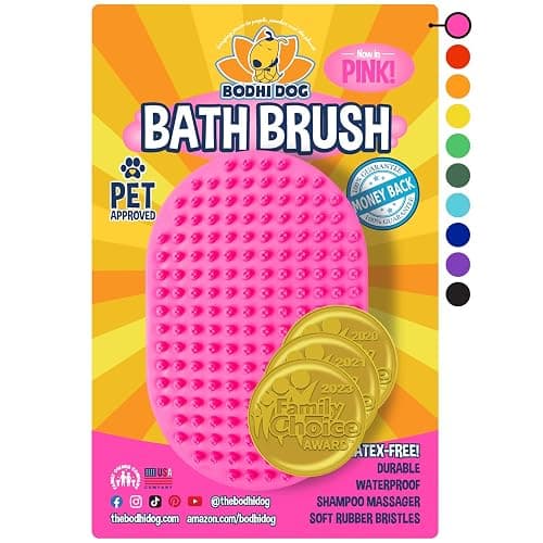 Bodhi Dog Shampoo Brush - Pet Grooming & Bath Supplies for Cats and Dog Bath Brush for Long & Short Hair - Premium Scrubber for Shower, Bathing & Massage - (One Pack, Pink) - Image 1