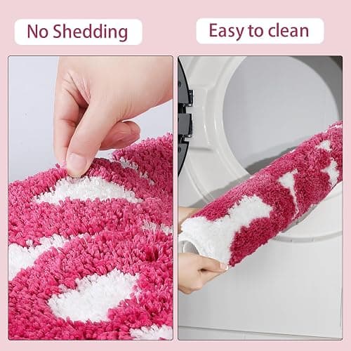 TOIVO You Look Good Bath Mat - Stylish Funny Pink Bathroom Rug with Cute Words, Absorbent & Non-Slip - 25x21 inch (RED) thumbnail 7