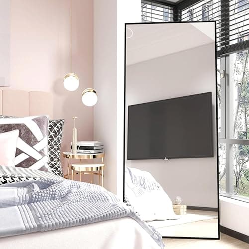 NEUWEABY Full Length Mirror 165x60 cm Floor Mirror Large Black Body Mirrors Rectangle for Bedroom Living Room Standing Hanging or Leaning Against Wall Aluminum Alloy Frame thumbnail 8