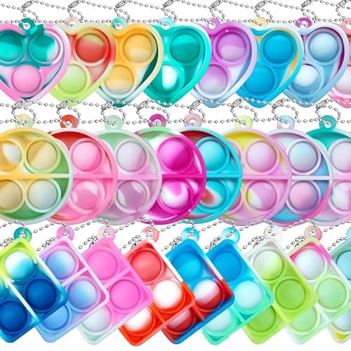 ONKULL Pop Fidget Keychain 30 Pack ,Mini Fidget Toys Bulk ,Sensory Toys for Kids ,Party Favors for Kids 4-8,8-12 Year ,Back to School Gifts for Classroom ,Easter Goodie Bags Stuffers - Image 1