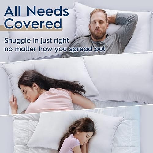 viewstar Bed Pillows King Size Set of 2, Firm Support Down Alternative Gusseted Pillows for Side, Back, or Stomach Sleepers, White thumbnail 10