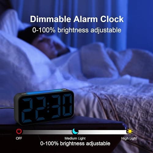 Topski Loud Alarm Clocks for Bedrooms Heavy Sleepers, Plug-in Digital Bedside Clock with Night Light, Large Display, Dual Alarm, Snooze, Dimmable for Kids Teens Boys Girls thumbnail 5