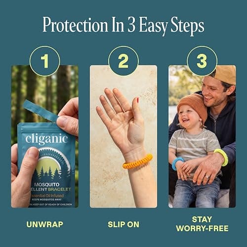 Cliganic 25 Pack Mosquito Repellent Bracelets for Adults & Kids - Natural DEET-Free Bands, Individually Wrapped thumbnail 7