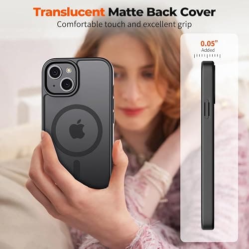 zapica Magnetic for iPhone 13 Case & iPhone 14 Case, [Compatible with MagSafe] [Military Grade Drop Protection] Translucent Matte Shockproof Anti-Scratch Phone Cover, Black thumbnail 7