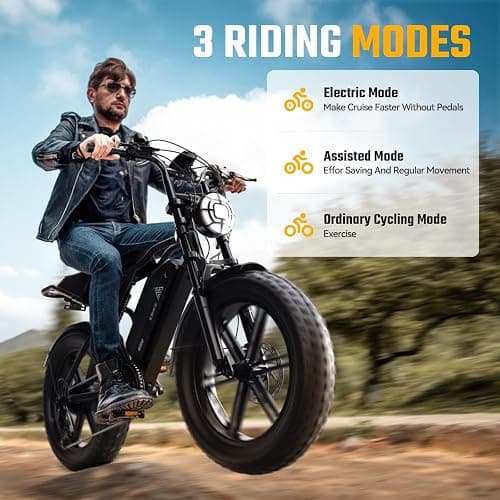 TST Electric Bike for Adults 1500W Peak 20" Fat Tire All-Terrain E-Bike 60/110 Miles 28MPH Electric Dirt Bike for Road Sand Mountain Snow - 48V 15/25AH Battery Powered Electric Motorcycle thumbnail 5