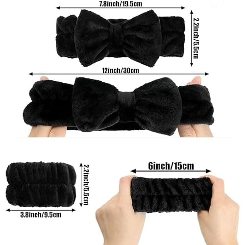 Cozy Manor Skincare Headband Spa Headband for Women Cute head band for washing face Soft Elastic Skin Care Headband and Wristband Set thumbnail 3
