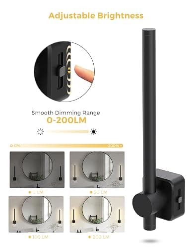 L LOHAS LED Night Light, [2 Pack] Night Lights Plug into Wall, 0-200LM Bathroom Nightlight, Dusk to Dawn Sensor 2W Dimmable Nightlights, Soft White 3000K, Modern Black Night Light for Mirror Restroom thumbnail 3
