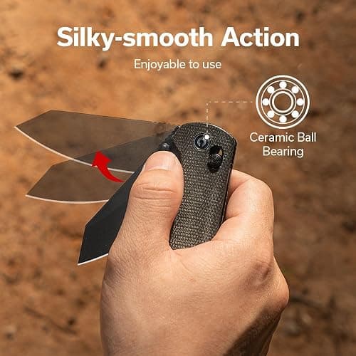 CIVIVI Yonder Small Pocket Knife for EDC, 2.88" 14C28N Blade, Dark Green | Micarta Handle, Crossbar Lock, Ambidextrous Carry, Zac Whitmore Design, Compact Folding Knife for Camping Hiking, C23073B-1 thumbnail 7