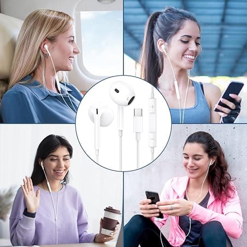 2 Packs USB C Wired Headphones for iPhone 16/15 Pro Max Plus, Type C Earbuds with Mic & Volume Control Nosie Reduction, Earphones HiFi Stere for iPad Pro, Galaxy S23/S22/S21/S20/Ultra Note 10/20. thumbnail 8