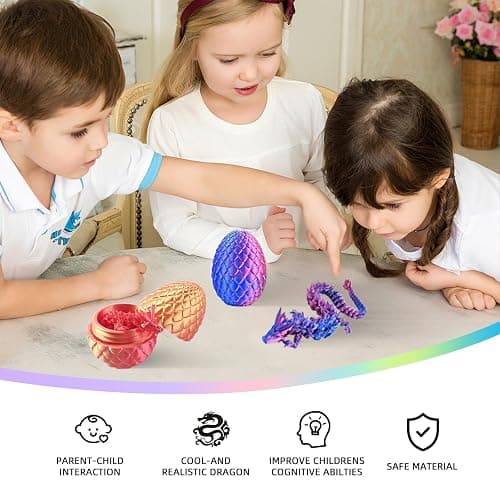Dragon Eggs with Dragon Inside, 3D Printed Surprise Funny Gifts for Kids, Articulated Fidget Toys for Adults, Ideal Easter Basket Stuffers, Unique 3D Dragons Collectibles(Silk Gold) thumbnail 6