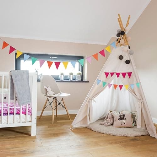 HESTYA 42 Pieces Colorful Pennant Banner Flag Multicolor Bunting String Triangle Banner Pennants for Birthdays Classroom School Carnival Garland Outdoor Events Party Hanging Decorations(Pastel) thumbnail 7