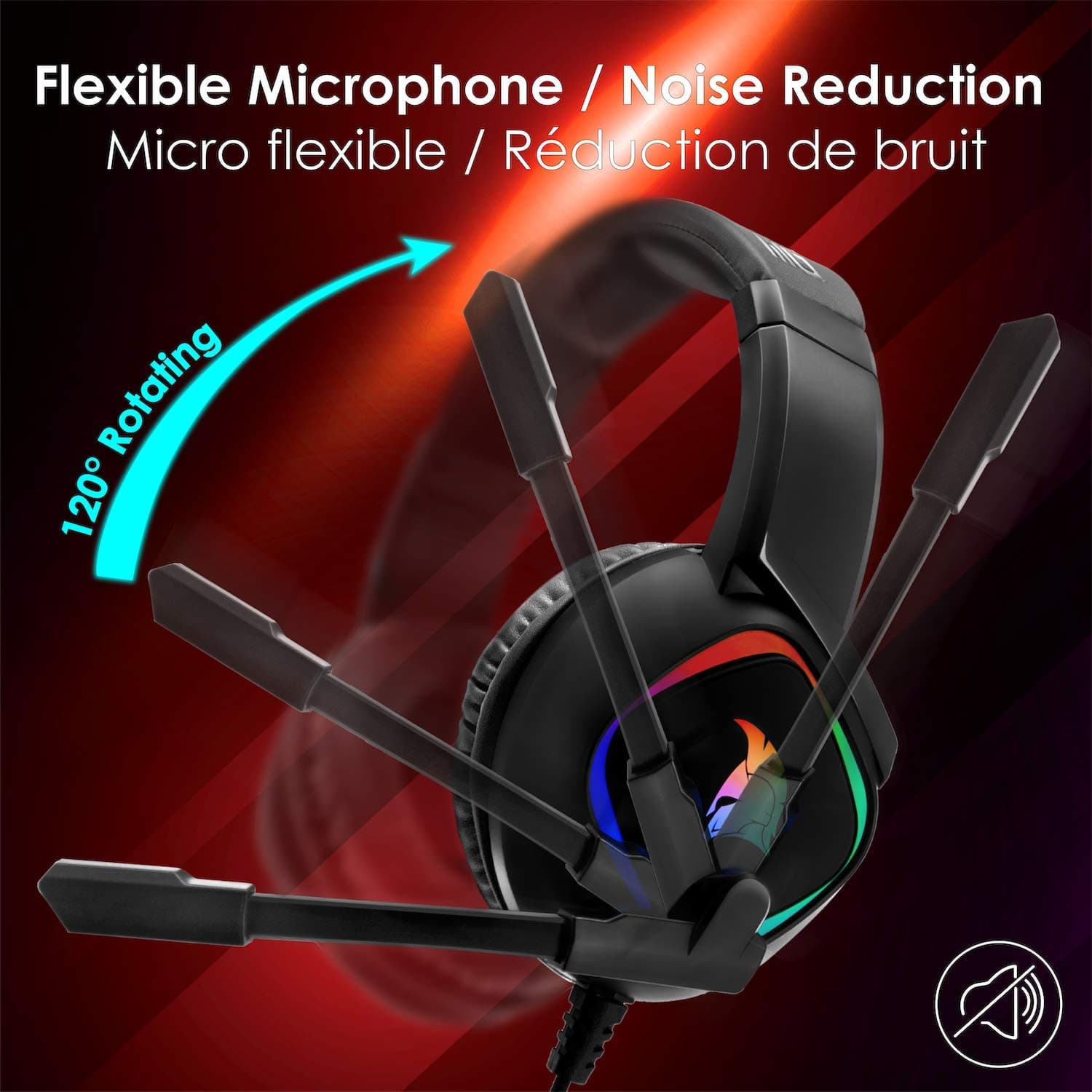 EMPIRE GAMING - Dark Rainbow G-HD10 RGB Gamer Headset - Compatible with PS4, PS5, Xbox Series, Smartphones, Tablets, PC, Mac - Multiplatform - High Definition Stereo Sound - Micro Omnidirectional thumbnail 3