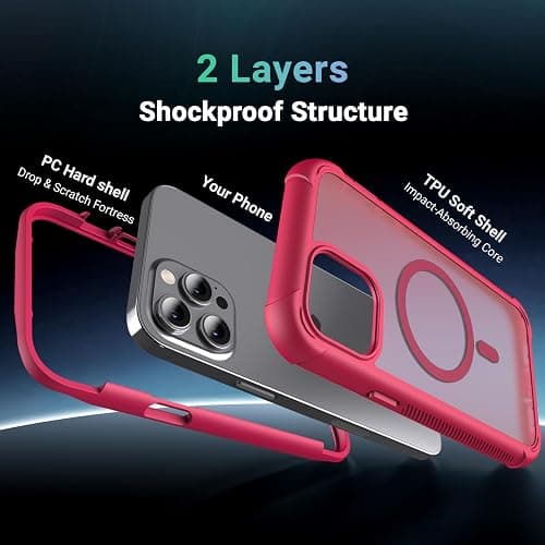 jaroco Magnetic for iPhone 12 Pro Max Case Heavy Duty Protection Rose | Compatible with MagSafe,Military Grade Drop Protection,Translucent Matte,Non-Slip,Shockproof 2-Layer Durable Bumper Case thumbnail 2