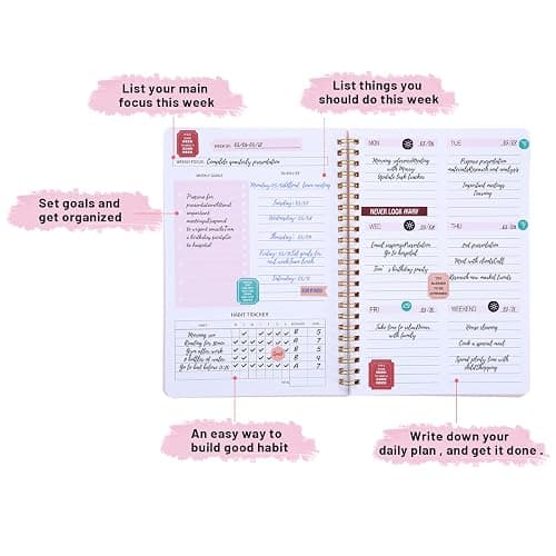 To Do List Notebook, A5 Weekly Planner Undated, Planning Pad Checklist Productivity Organizer 52 Pages for Students, Work, Fitness(Pink) thumbnail 4
