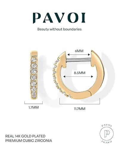 PAVOI 14K Gold Plated Cubic Zirconia Cuff Earrings Huggie Stud thumbnail 3