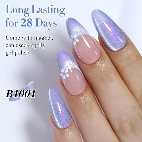 Double Rhythm 0.5 OZ Cat Eye Gel Polish with Magnet 15ML Holographic Glitter Shimmer Translucent Jelly Color Magnetic Nail Polish Salon DIY at Home (MC1001) thumbnail 5