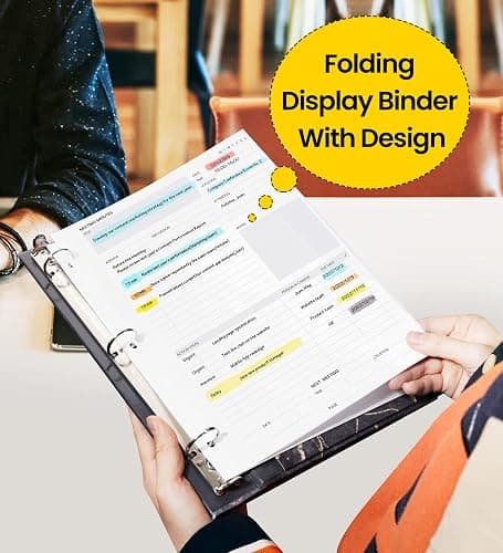 SUNEE 3 Ring Binder, 1 Inch, Cute Binder with 2 Pockets, Decorative Black Marble Heavy Duty (Fit 8.5x11 Inches) for School & Office thumbnail 5