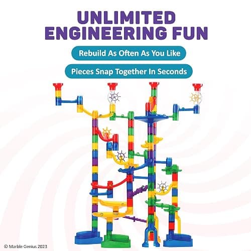 Marble Genius Marble Run Super Set, STEM Toys & Maze Construction Building - 150 Translucent Track Pieces & Glass Marble for Family, Kids Toddlers Ages 4-8 - Fun Holiday Creative Gifts thumbnail 4